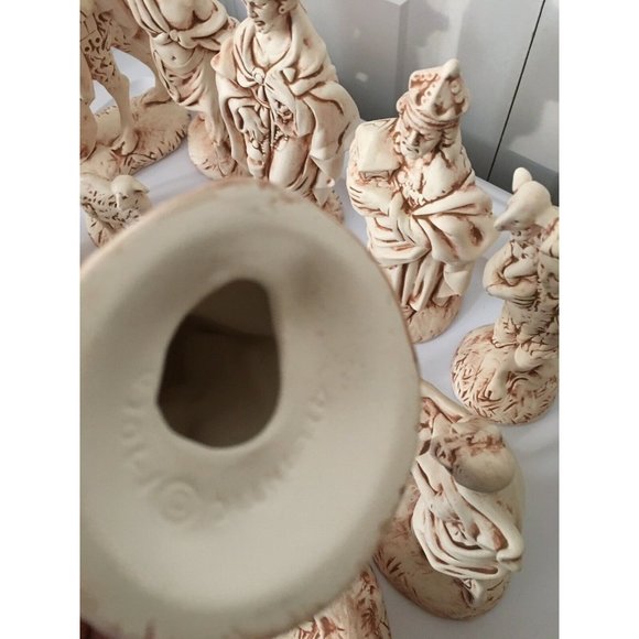 Atlantic Mold 14 Piece, Beige Ceramic Christmas‎ Nativity Scene